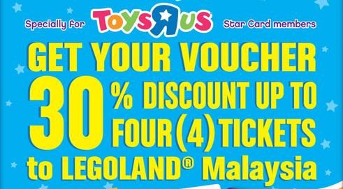 Toy R Us Star Card Members 30% Off LEGOLAND Tickets Promotion