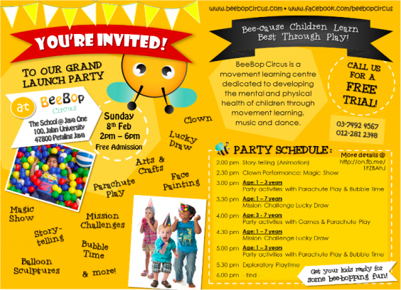 You’re Invited! BeeBop Circus Grand Launch Party
