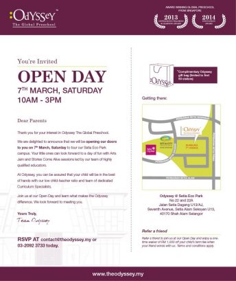 You’re Invited! Open Day 2015 @ Odyssey, The Global Preschool (Setia Eco Park)