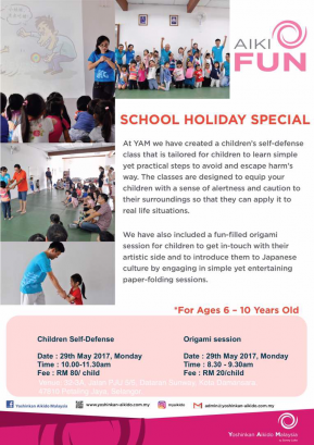 Yoshinkan Aikido Malaysia School Holiday Self Defense & Origami Session
