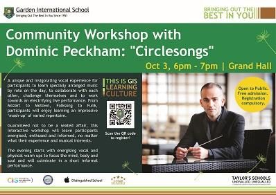 Garden International School Community Workshop: “Circlesongs” with Dominic Peckham