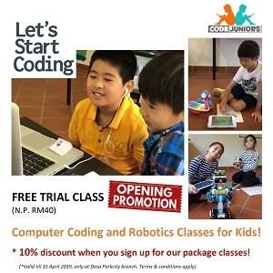 FREE Computer Coding & Robotics Trial Classes for Kids @ CodeJuniors