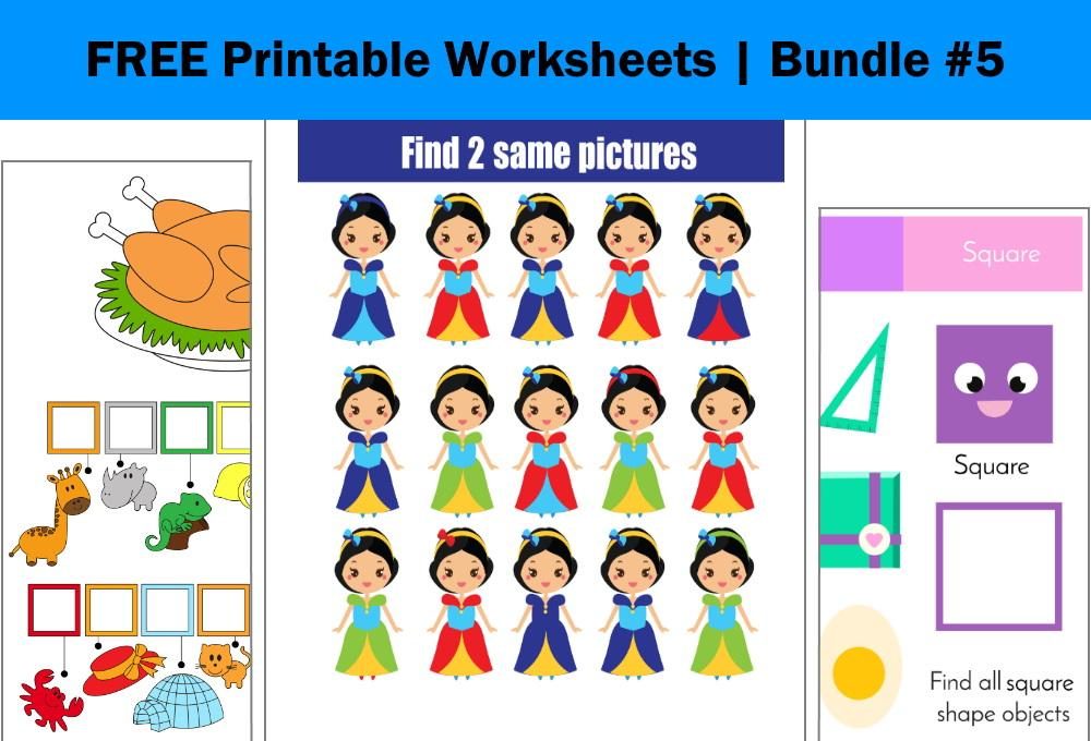 FREE Printable Worksheets for Kids | Bundle #5