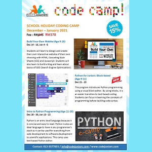 Online Holiday Programs (Ages 7-16) @ CodeJuniors