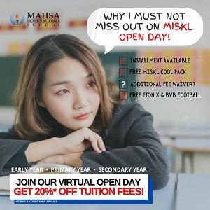 Join Virtual Open Day 31st July to Get 20% OFF Tuition Fees @Mahsa International School