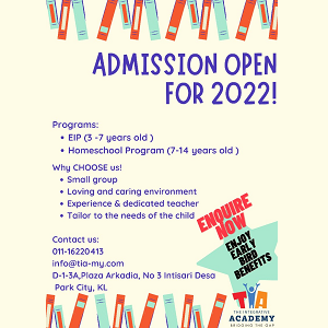 Admission Open for 2022 – The Integrative Academy, Plaza Arkadia