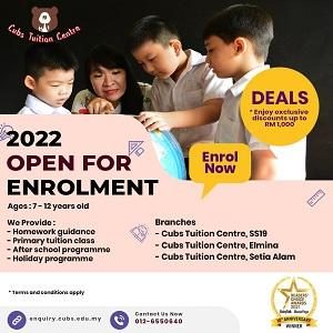 2022 Open for Enrolment @ Cubs Tuition Centre, Subang Jaya & Shah Alam
