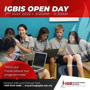 Open Day – 75% Enrollment Fee Waiver@ IGB International School , Sierramas, Sungai Buloh