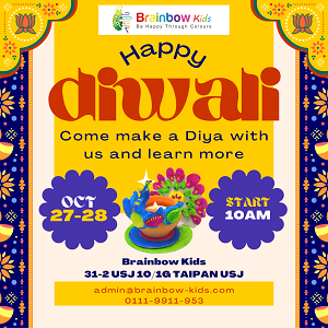 Create a Peacock Diya this Deepavali @ Brainbow Kids, Subang Jaya