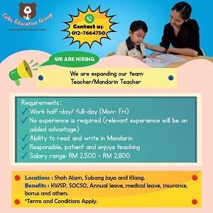 Teacher/Mandarin Teacher @ Cubs Early Years SS19, Subang Jaya Teacher/Mandarin Teacher @ Cubs Early Years SS19, Subang Jaya