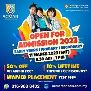 Open for Admission @ Acmar International & Private School, Klang