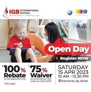 Open Day! Enjoy Fee Waiver @ IGB International School, Sungai Buloh