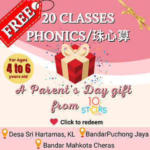 20 FREE CLASSES – English Reading & Abacus Maths @ 10 Stars Preschool