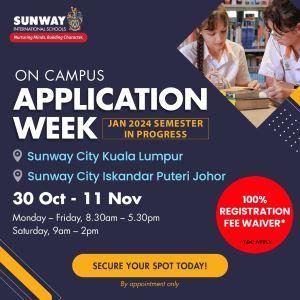 100% Registration Fee Waiver @ Sunway International School, Kuala Lumpur