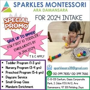 Special Promo for 2024 Intake @ Sparkles Montessori Ara Damansara, Petaling Jaya