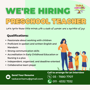 Preschool Teacher @ Taska Ceritamu, Kelana Jaya